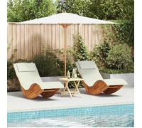 vidaXL Chaises longues avec coussins – 2 pièces pour 2 personnes, Marron, Bois massif d'acacia