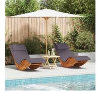 vidaXL Transat avec coussin 2 pcs Marron Bois d'Acacia Massif 3329135