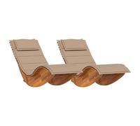vidaXL Chaise longue avec coussins 2 personnes 2 pièces Marron Bois massif Acacia