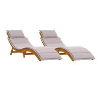 vidaXL Transat avec Coussin 2 pcs Taupe Bois d'Acacia Massif, Salon de Jardin et terrasse, transat Moderne rectangulaire, Fauteuil Chic pour se détendre en extérieur