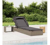 vidaXL Chaise longue avec toit pliant Gris 213x63x97 cm Poly rotin