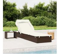 vidaXL Chaise longue avec toit pliant brun 213x63x97 cm Poly rotin