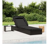 vidaXL Bain de soleil avec toit pliant noir 213x63x97 cm Poly rotin