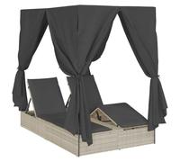 vidaXL Transat Double Réglable Gris Clair 205 x 129 x 200 cm polyrotin, Transat d'extérieur, lit de Balcon, canapé inclinable, Meuble Durable pour se détendre au Soleil
