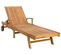 Chaise longue vidaXL 1 place, marron, en bois de teck massif