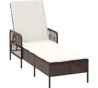 vidaXL Chaise longue en rotin synthétique marron et blanc crème 55 x 200 x 92 cm