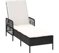 vidaXL Chaise longue en rotin synthétique – noir et blanc crème – 55 x 200 x 92 cm