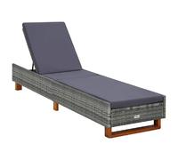 vidaXL Chaise longue avec support Poly rotin gris