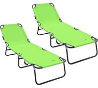 vidaXL Transat pliable, lot de 2, vert, 188 x 57 x 86,5 cm, polyester