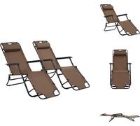 vidaXL Transats pliants 2 pièces avec repose-pieds Marron - Transats