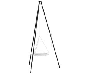 vidaXL Trépied de Feu de Camp 2 pc Noir Acier | Fabriqué en acier résistant, il est prêt à supporter la chaleur, Change la hauteur facilement,