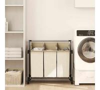 vidaXL Trieuse à linge 3 sacs - Crème