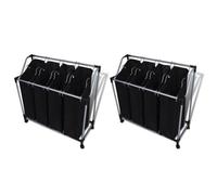 vidaXL Paniers à linge 276041 – 2 pièces avec poches Noir et Gris