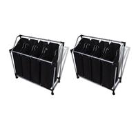 vidaXL Trieuses à linge avec sacs 2 pcs Noir et Gris