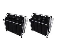 vidaXL Paniers à linge 276041 – 2 pièces avec poches Noir et Gris