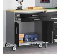 vidaXL Trolley roulant avec tiroir Noir et gris 75 x 45 x 85 cm