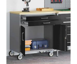 vidaXL Trolley roulant avec tiroir Noir et gris 75 x 45 x 85 cm