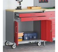vidaXL Trolley roulant avec tiroir Rouge et Gris 75 x 45 x 85 cm