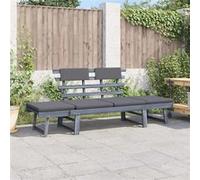 vidaXL Tuinbank met kussens 2-in-1 190 cm massief acaciahout grijs312119 G