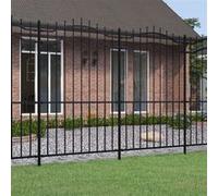 vidaXL Clôture de jardin avec sommet de lance, 222 cm, acier, noir