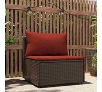 vidaXL Tuinmiddenbank met kussens poly rattan bruin319817 Marron G