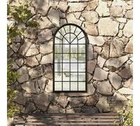 vidaXL Miroir de jardin mural 90 x 45 cm Noir en fer pour utilisation extérieure