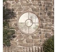 vidaXL Tuinspiegel rond 60x4 cm ijzer zandkleurig318359 miroir G