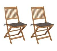 vidaXL Chaises de jardin pliantes 2 pcs. avec coussins en bois massif d'acacia