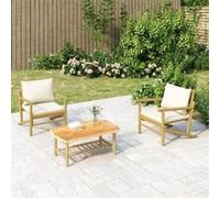vidaXL Chaises de jardin 2 pcs. avec coussins blanc crème en bambou