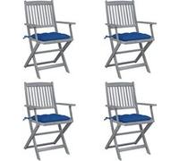 vidaXL Chaises de jardin pliantes 4 pièces avec coussins en bois massif d'acacia