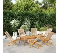 vidaXL Tuinstoelen 6 st inklapbaar massief acaciahout beige3214635 G