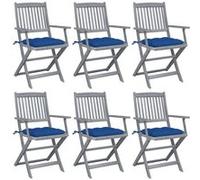 vidaXL Chaises de jardin pliantes 6 pièces avec coussins en bois massif d'acacia