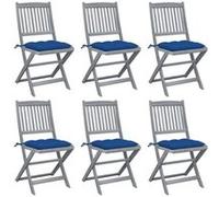 vidaXL Chaises de jardin pliantes 6 pièces avec coussins en bois massif d'acacia