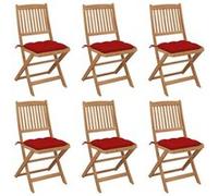 vidaXL Tuinstoelen 6 st inklapbaar met kussens massief acaciahout3075015 G