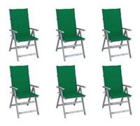 Chaises de jardin réglables 6 pcs. avec coussins en bois massif d'acacia