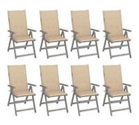 vidaXL Tuinstoelen 8 st verstelbaar met kussens acaciahout grijs3075144 Gris G