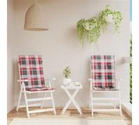 vidaXL Tuinstoelkussens 2 st 120x50x3 cm stof ruitpatroon rood314125 Multicolore G
