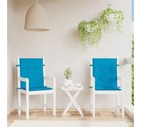 vidaXL Lot de 2 Coussins de Chaise de Jardin à Dossier Bas, Coussins de Siège de Patio, Coussins de Canapé de Jardin, Coussins d'Assise Extérieur, Bleu