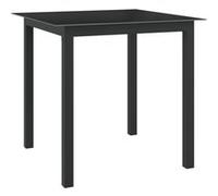 vidaXL Table de jardin noire 80x80x74 cm aluminium et verre