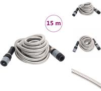 vidaXL Tuyau d'arrosage avec buse de pulvérisation Argenté 0,6" 15 m Inox - Tuyaux d'arrosage