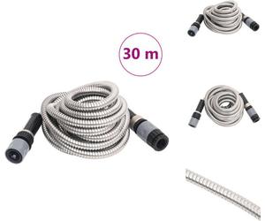 vidaXL Tuyau d'arrosage avec buse de pulvérisation Argenté 0,6" 30 m Inox - Tuyaux d'arrosage