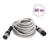 vidaXL Tuyau d'arrosage 0,6" 30 m avec buse de pulvérisation Acier inoxydable Argenté