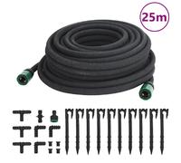 vidaXL Tuyau d'arrosage de jardin noir 0,6" 25 m caoutchouc