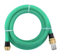 vidaXL Tuyau d'Aspiration avec Raccords en Laiton Pompe de Jardin Tuyau d'Arrosage Installations d'Eau Domestique Filtres à Eau Vert 1,1" 3 m PVC