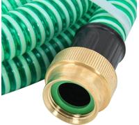 vidaXL Tuyau d'aspiration avec raccords en laiton Vert 1,1" 15 m PVC