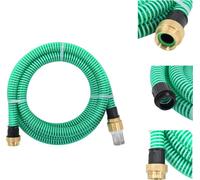 vidaXL Tuyau d'aspiration avec raccords en laiton Vert 1,1" 15 m PVC - Tuyaux d'arrosage