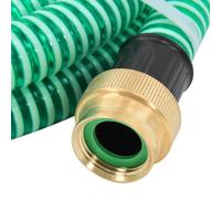 vidaXL Tuyau d'aspiration avec raccords en laiton Vert 1,1" 25 m PVC