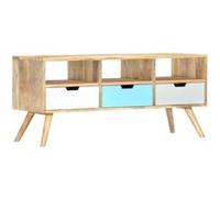 vidaXL Meuble TV Armoire Basse avec 4 Tiroirs et 2 Compartiments Meuble Multimédia Salle de Séjour Salon Maison 110x35x48 cm Bois de Manguier Massif