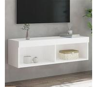 vidaXL Meuble TV 837155 – Meuble mural suspendu LED avec rangement 100x30x30 cm Blanc