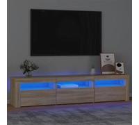 vidaXL Meuble TV avec Lumières LED Centre de Divertissement Rangement Meuble Média Meuble de Salon Salle de Séjour Maison Chêne Sonoma